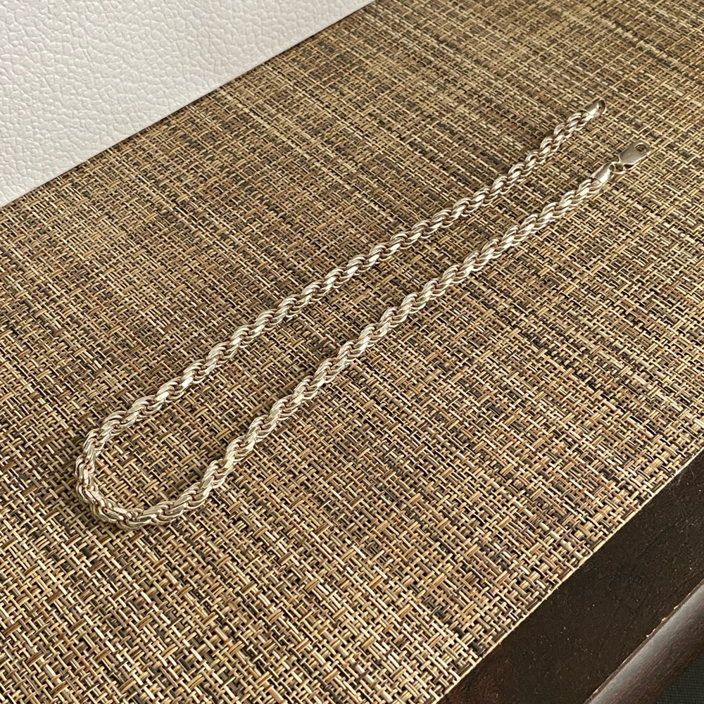 Sterling Silver Men's Rope Chain Necklace - Silver - Picture 8 of 16
